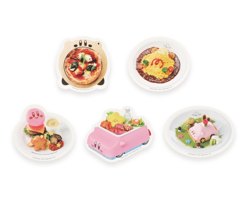 KC ダイカットステッカー（マキシムトマトのマルゲリータ / ワドルディのおひるねオムライス / カービィバーガー / くるまほおばりグルメプレート / くるまほおばりケーキ） 写真